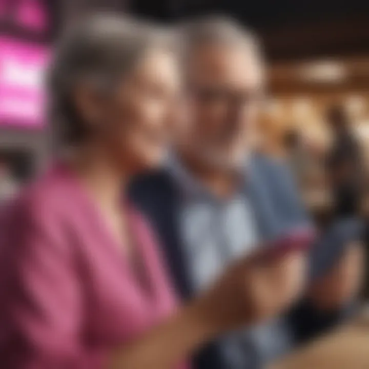 Senior couple enjoying T-Mobile benefits