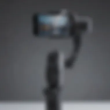 Close-up of iPhone mounted on a gimbal showcasing features