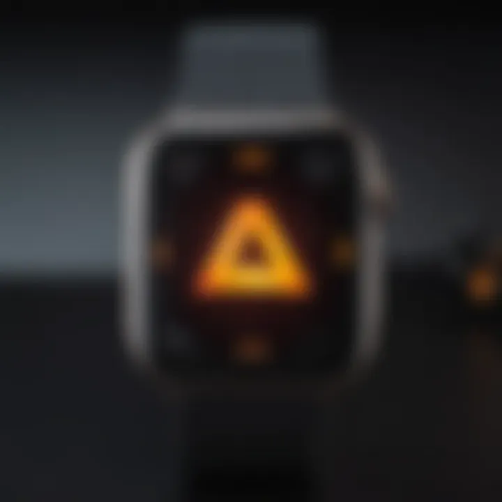 Apple Watch battery icon with exclamation mark