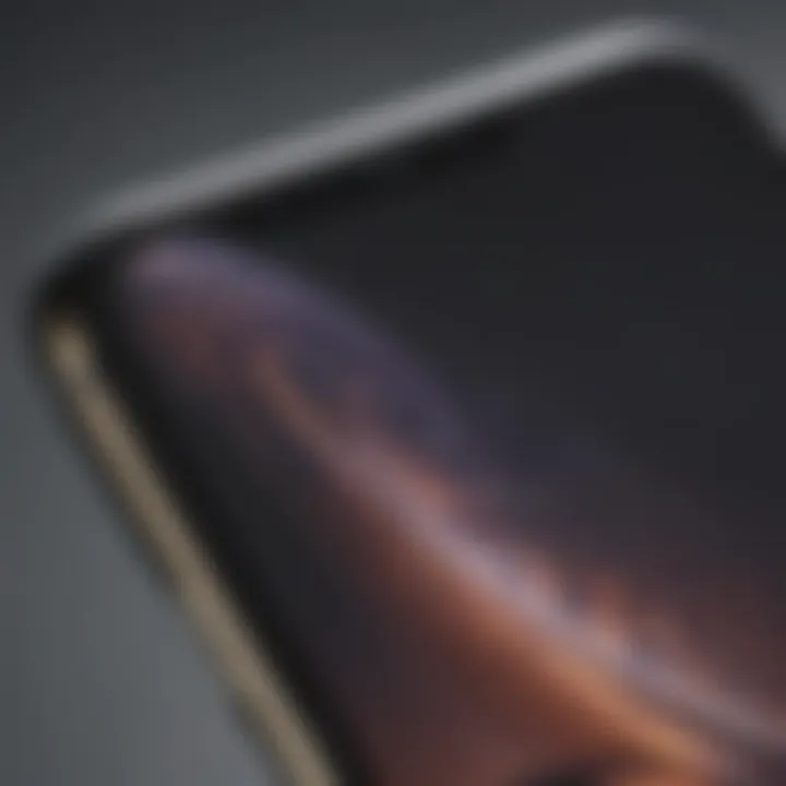 A close-up view of the iPhone XR showcasing its sleek design and antenna bands.