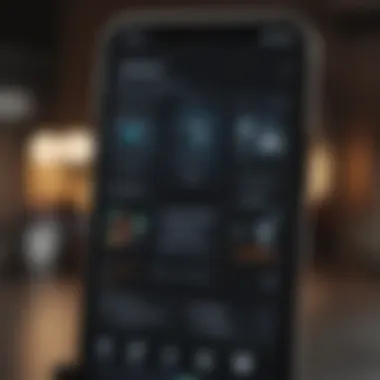 A close-up view of Dark Mode activated on an iPhone screen displaying various apps