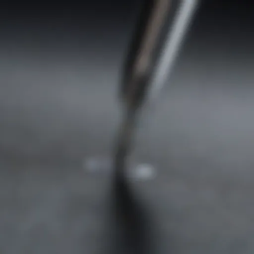 Close-up view of stylus tip on a touchscreen