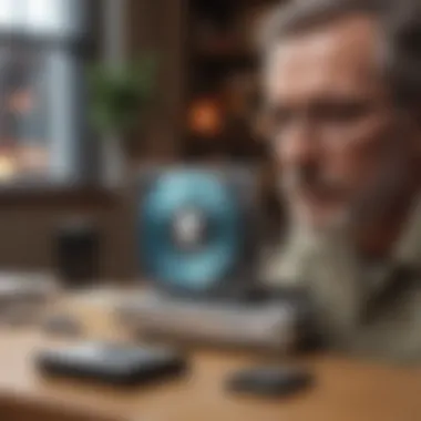 Software Compatibility on Macs with Disc Drives A person using an older software application that requires a disc on a Mac.