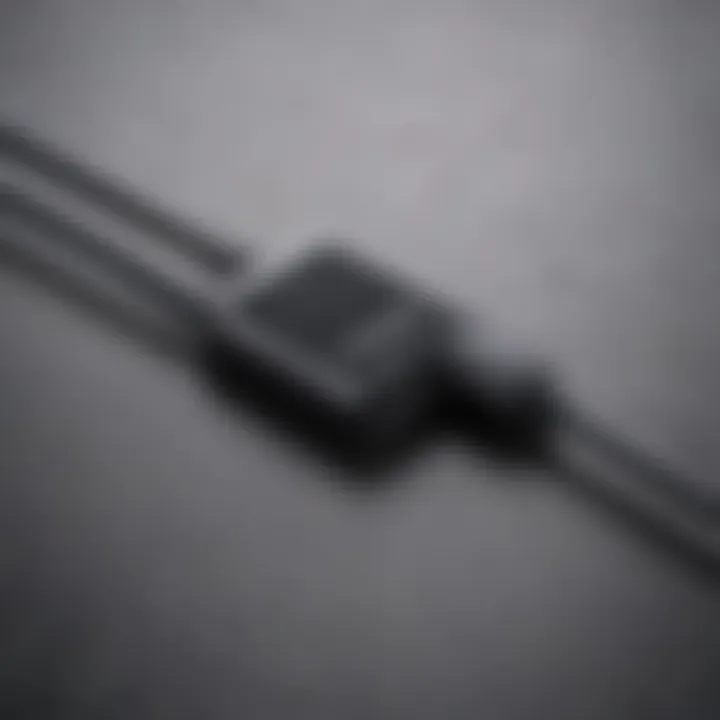 Close-up view of a USB-C port with an iPhone charger