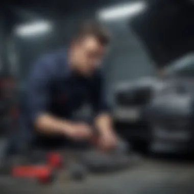 Expert Car Technician with Specialized Tools Expert technician using specialized tools to unlock a car