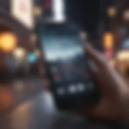 iPhone on futuristic background