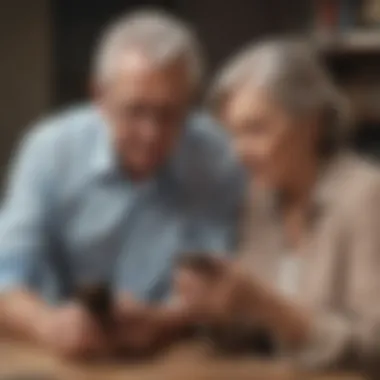 Senior couple browsing exclusive Verizon phone plans