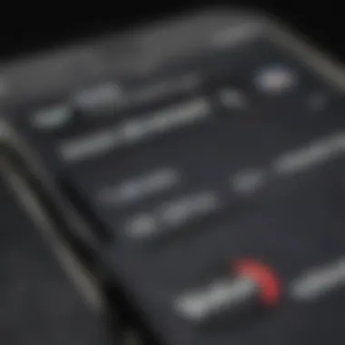 Close-up of an unlocked iPhone with network options displayed