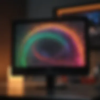 Vibrant color display on studio monitor